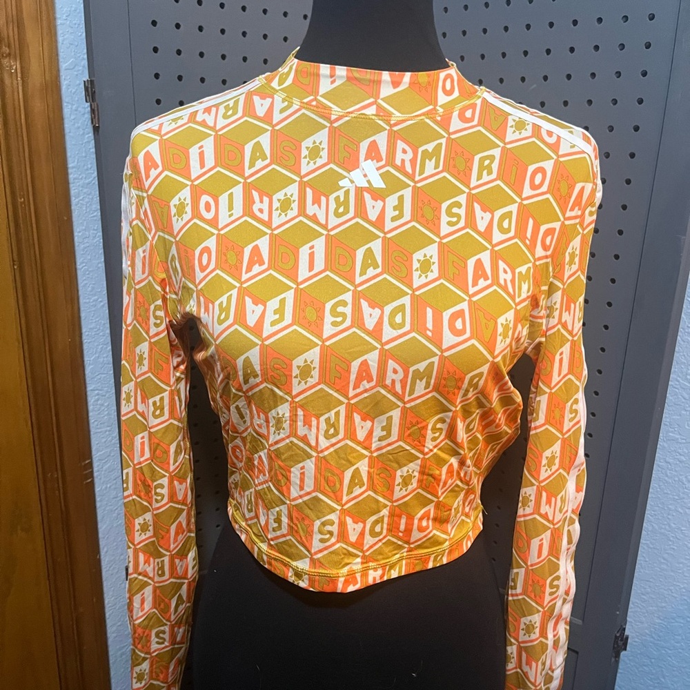 Adidas x Farm Rio Logo Print Crop Top